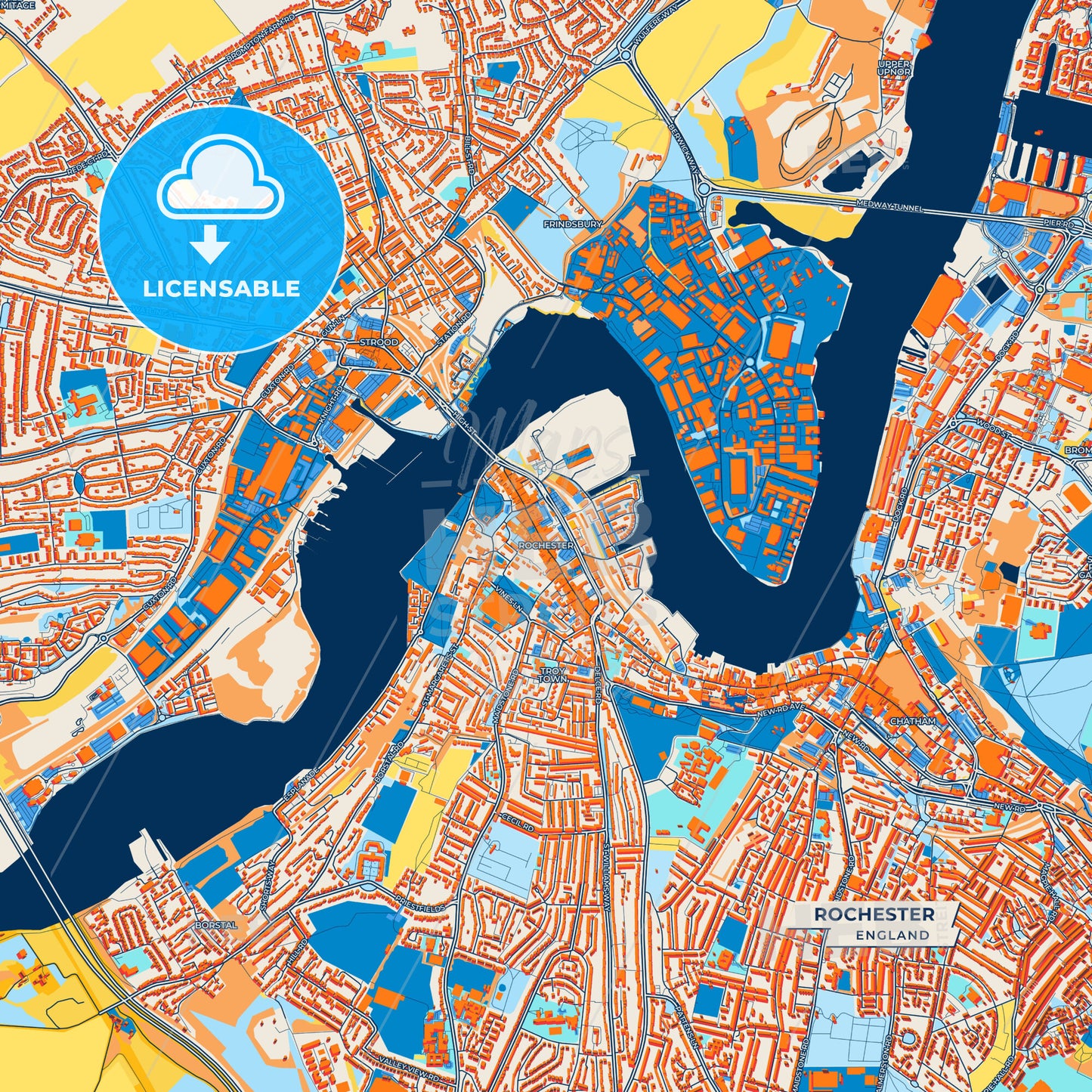 Canvas Print Template of Rochester Street Map