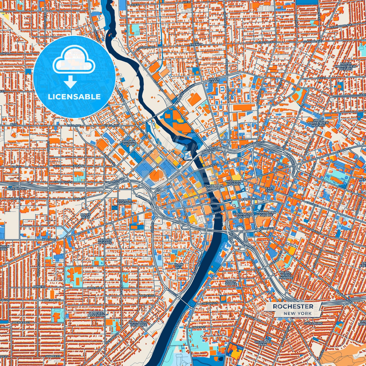 Canvas Print Template of Rochester Street Map