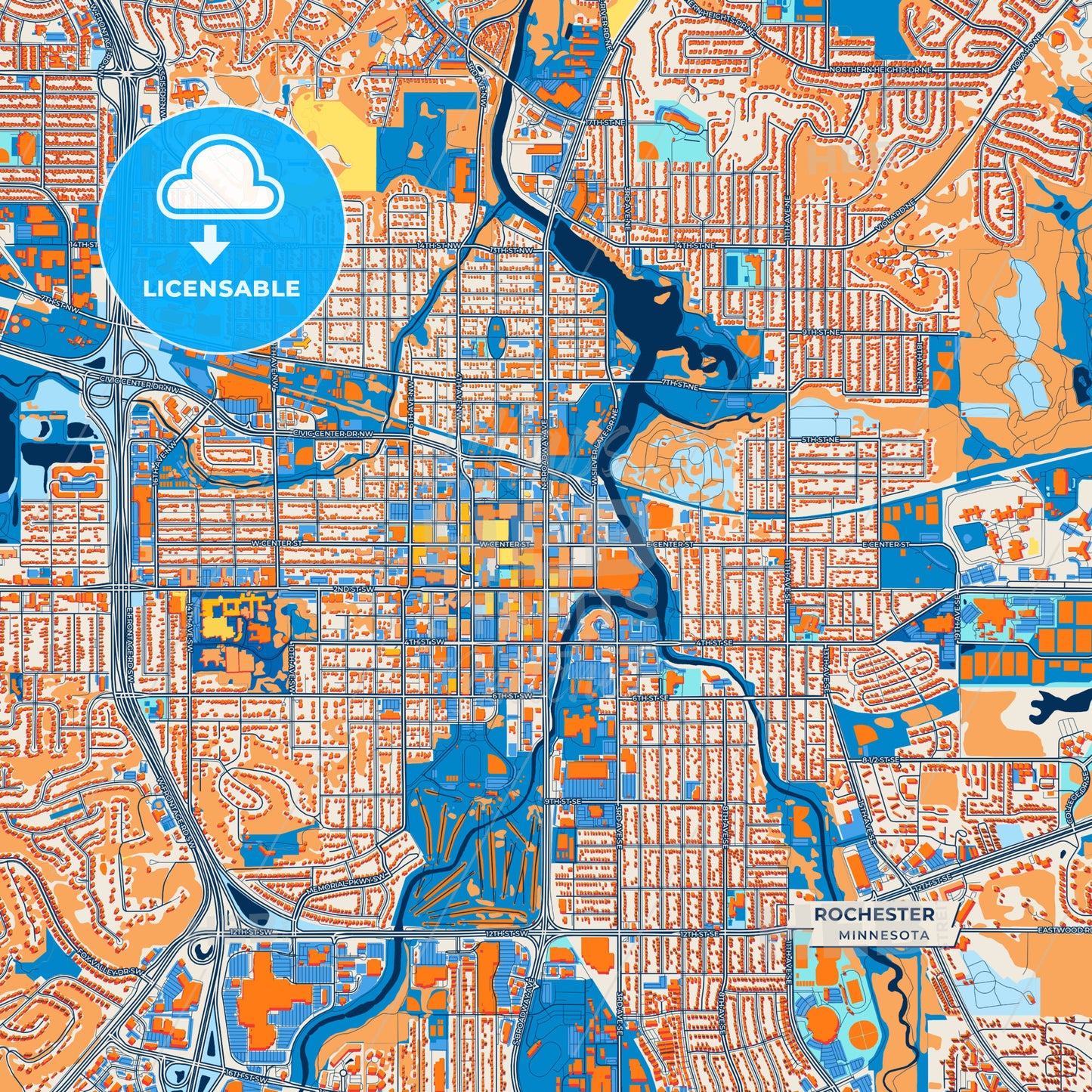 Canvas Print Template of Rochester Street Map