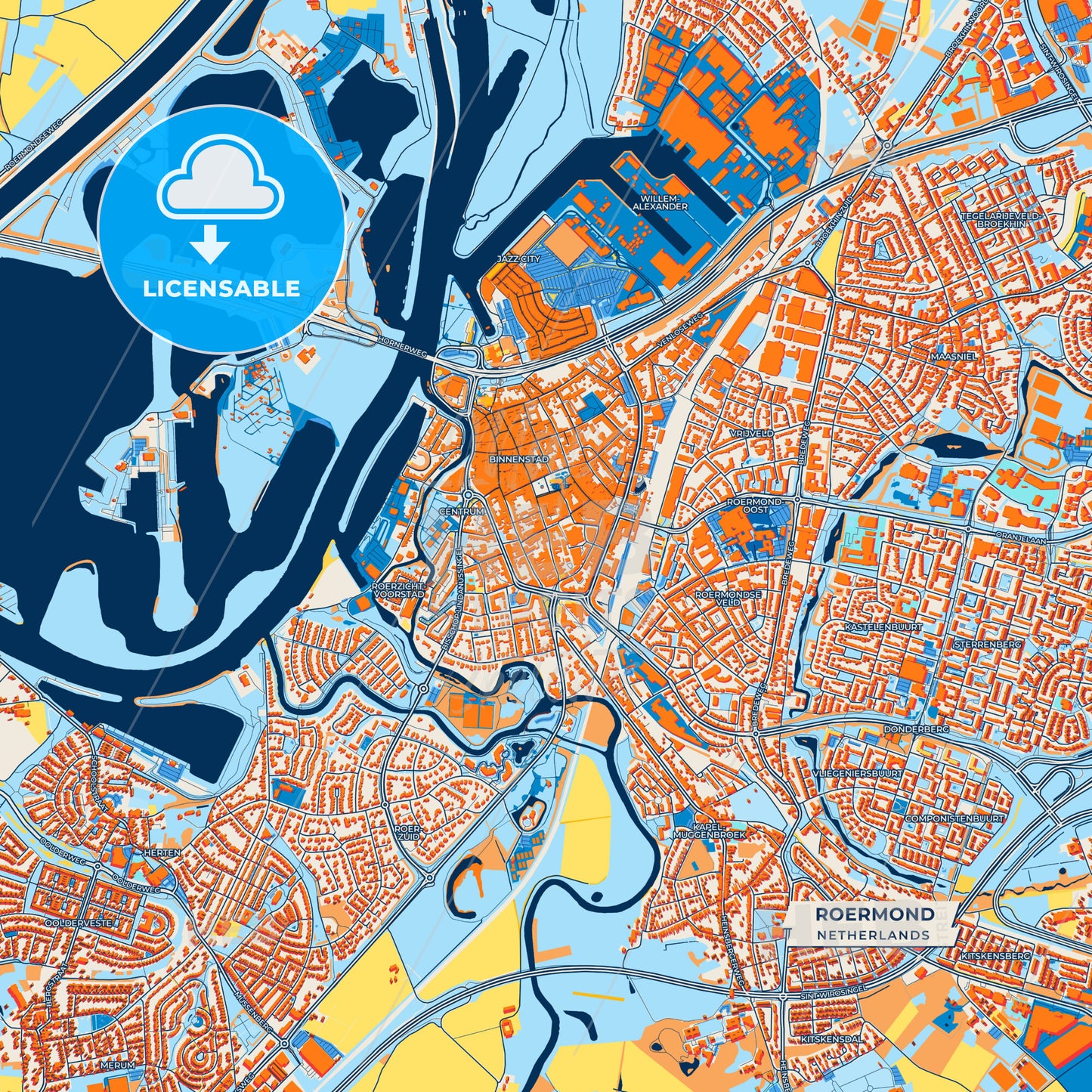 Canvas Print Template of Roermond Street Map