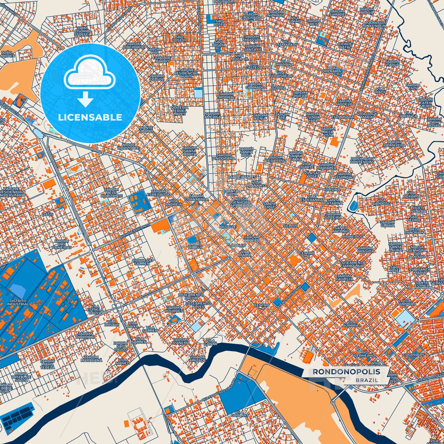 Canvas Print Template of Rondonopolis Street Map