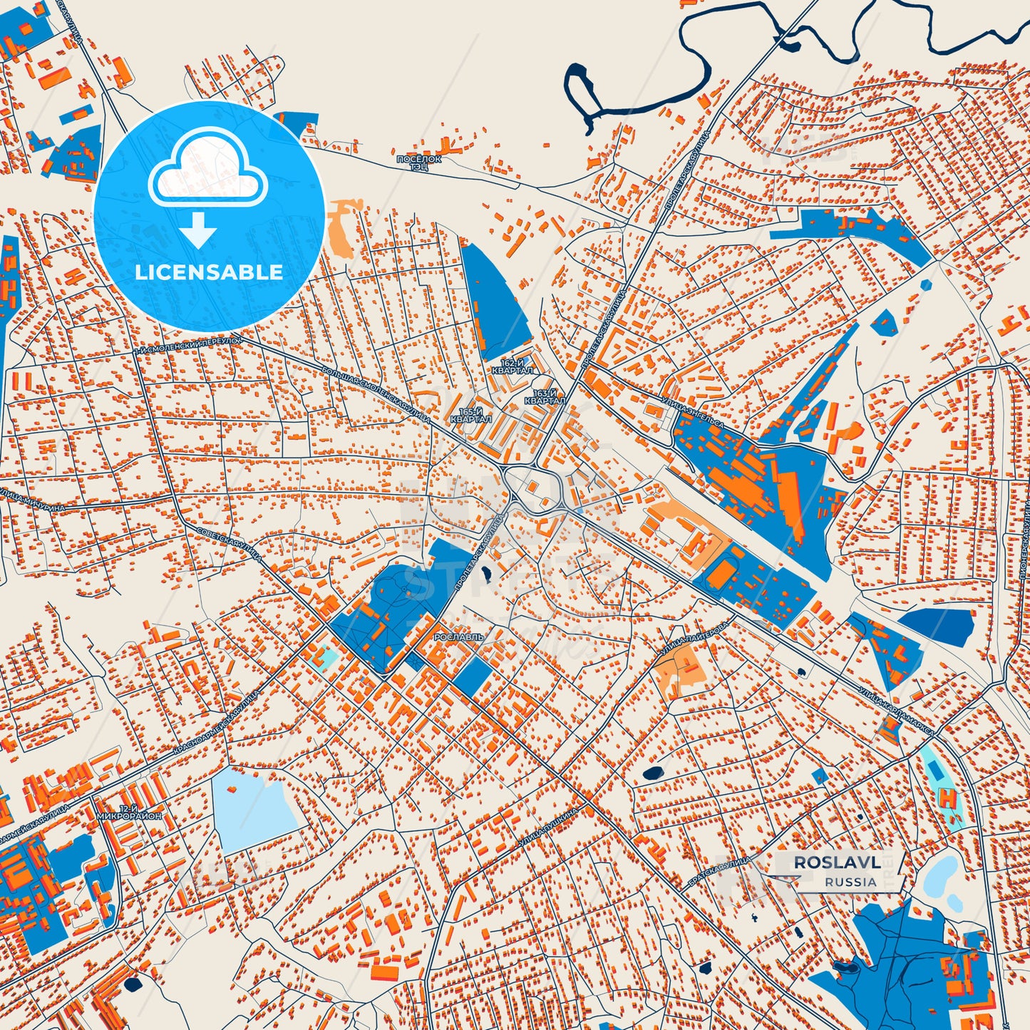 Canvas Print Template of Roslavl Street Map