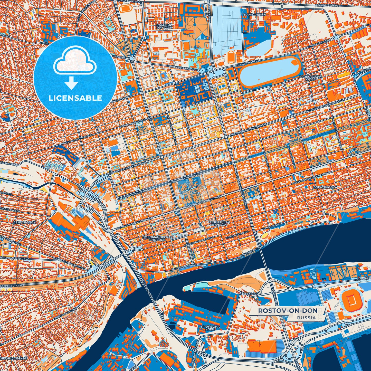 Canvas Print Template of Rostov-on-Don Street Map