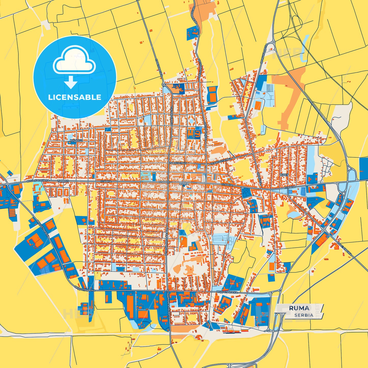 Canvas Print Template of Ruma Street Map