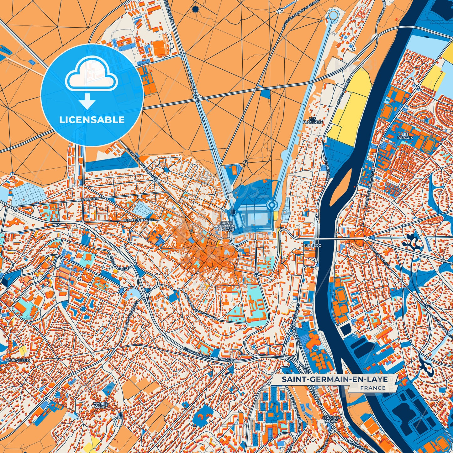 Canvas Print Template of Saint-Germain-en-Laye Street Map