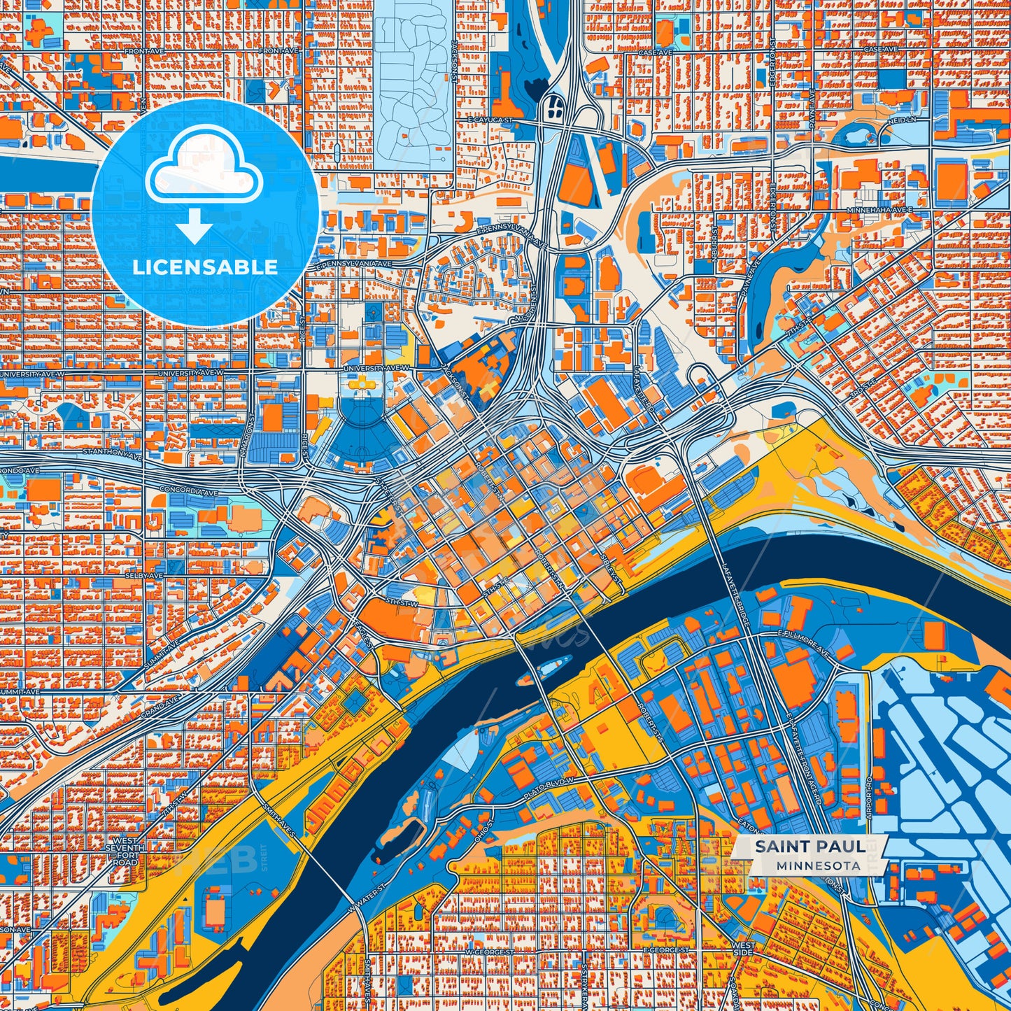 Canvas Print Template of Saint Paul Street Map