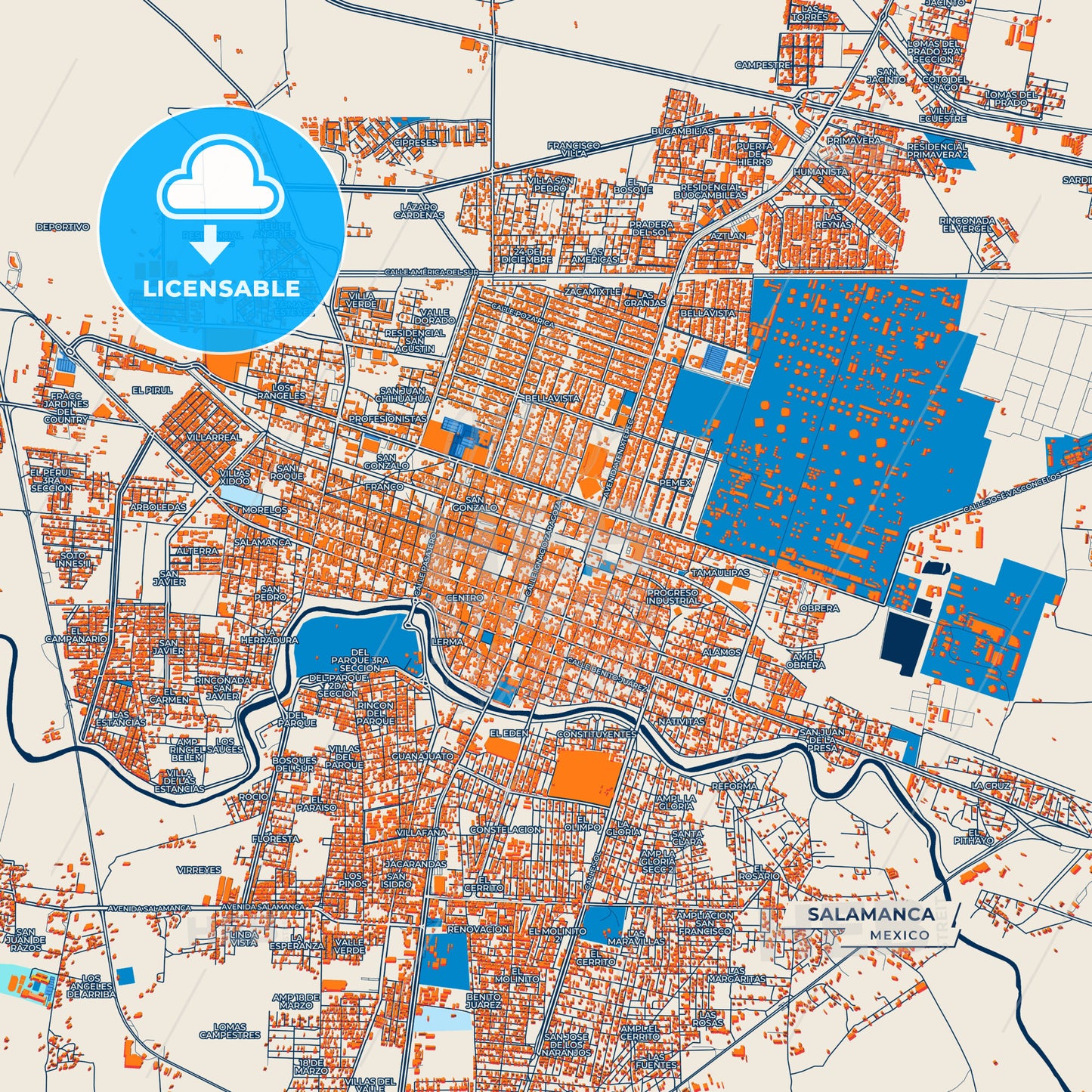 Canvas Print Template of Salamanca Street Map