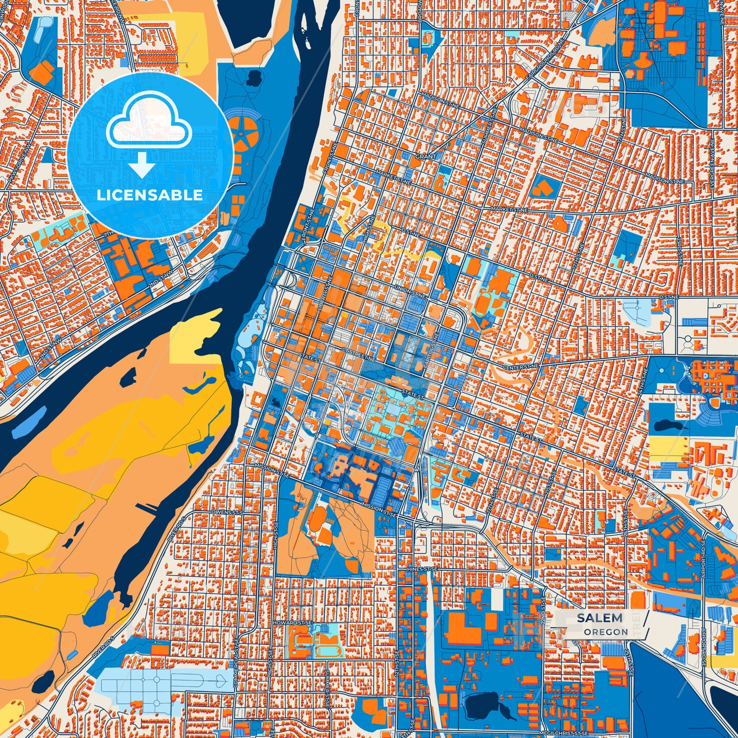 Canvas Print Template of Salem Street Map