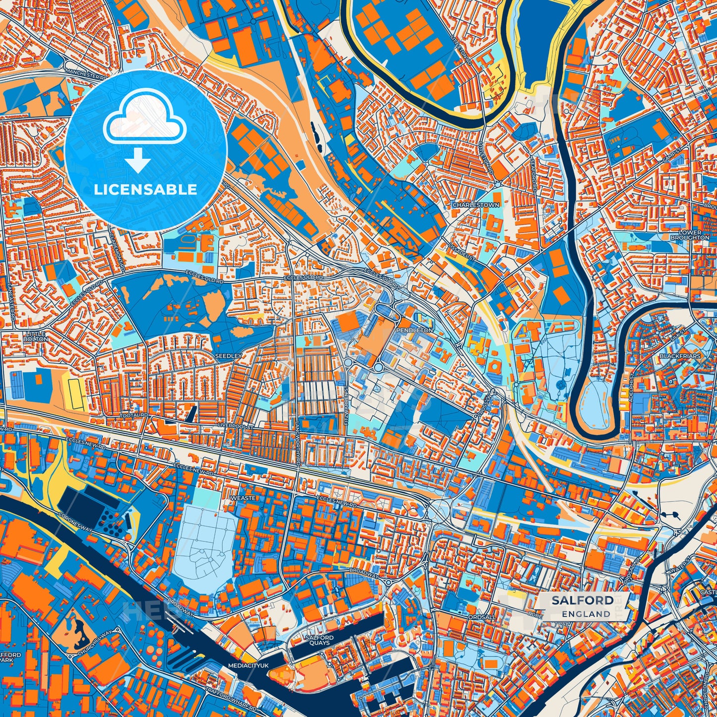 Canvas Print Template of Salford Street Map