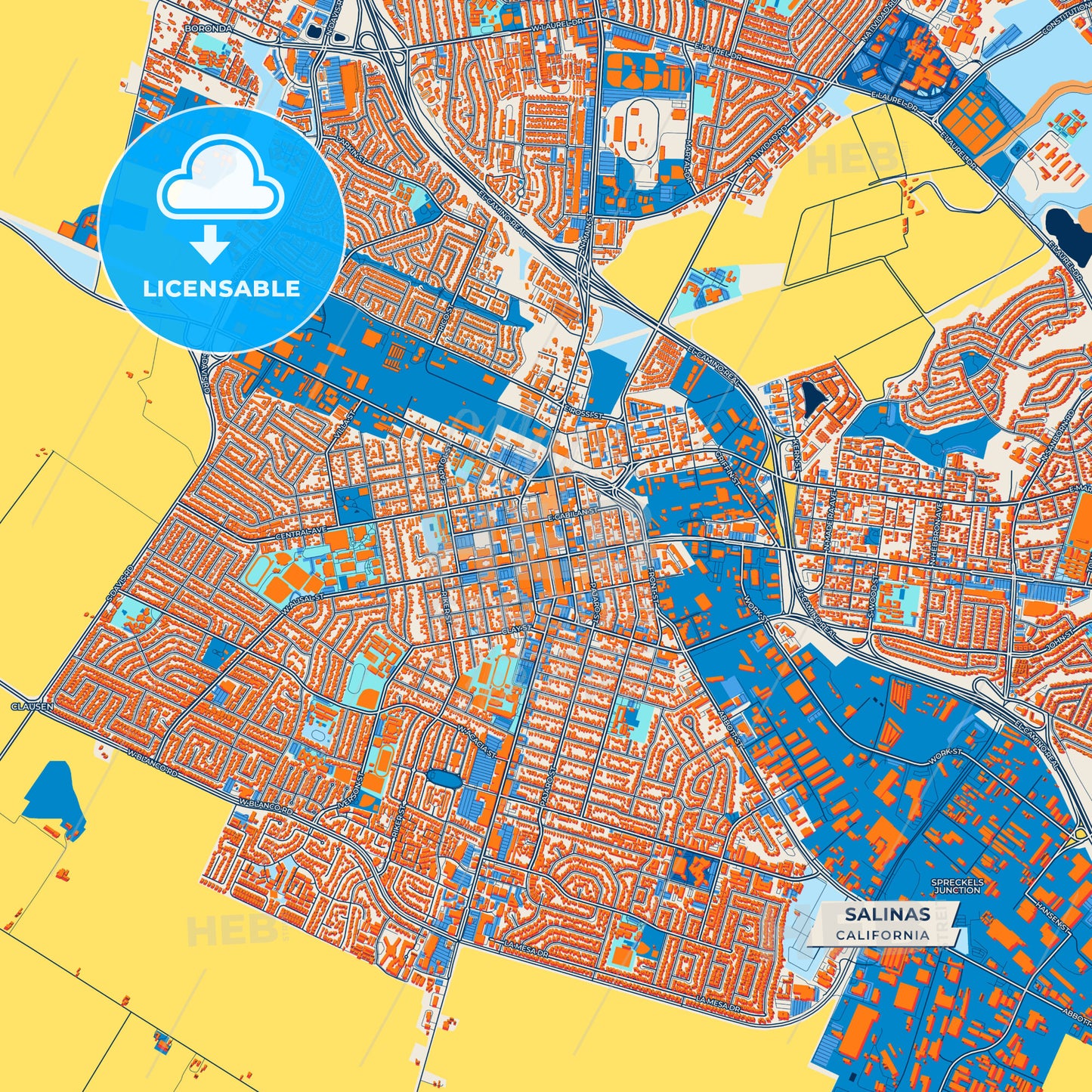 Canvas Print Template of Salinas Street Map