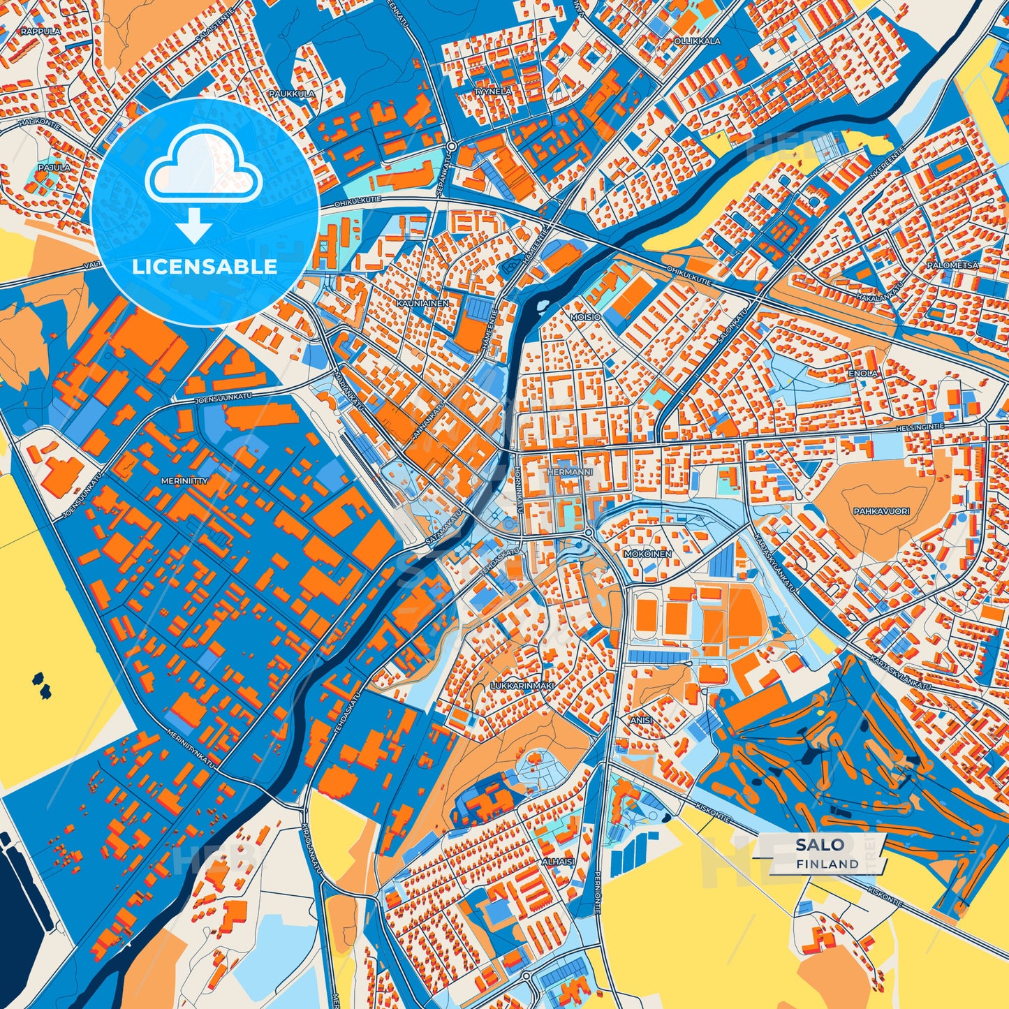 Canvas Print Template of Salo Street Map
