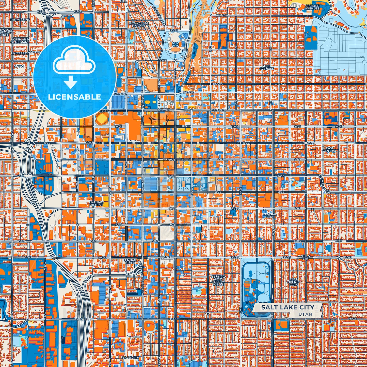 Canvas Print Template of Salt Lake City Street Map