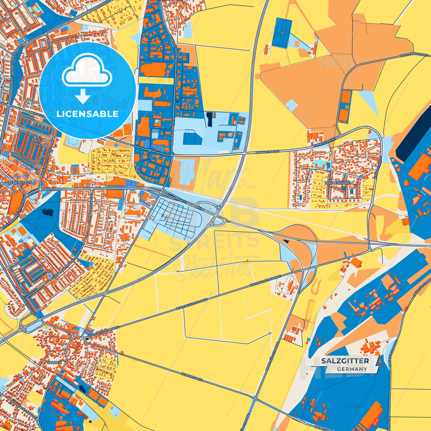 Canvas Print Template of Salzgitter Street Map