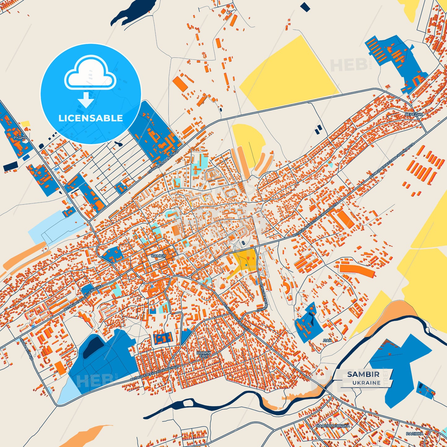 Canvas Print Template of Sambir Street Map