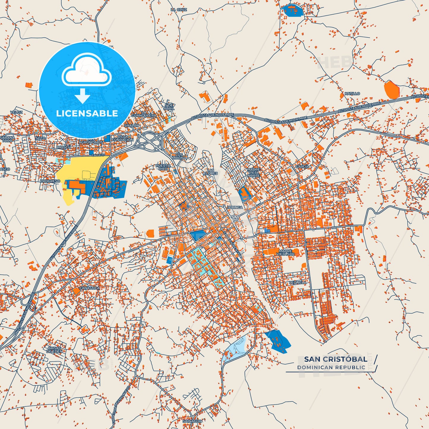 Canvas Print Template of San Cristóbal Street Map