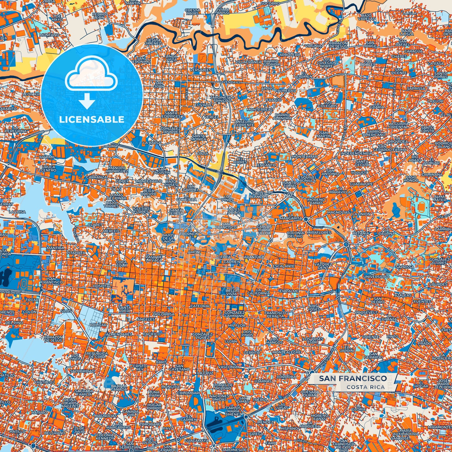 Canvas Print Template of San Francisco Street Map
