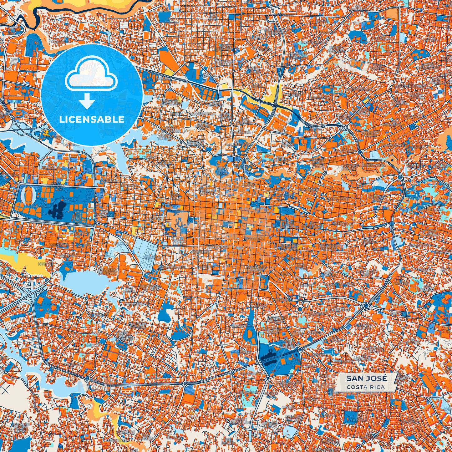 Canvas Print Template of San José Street Map