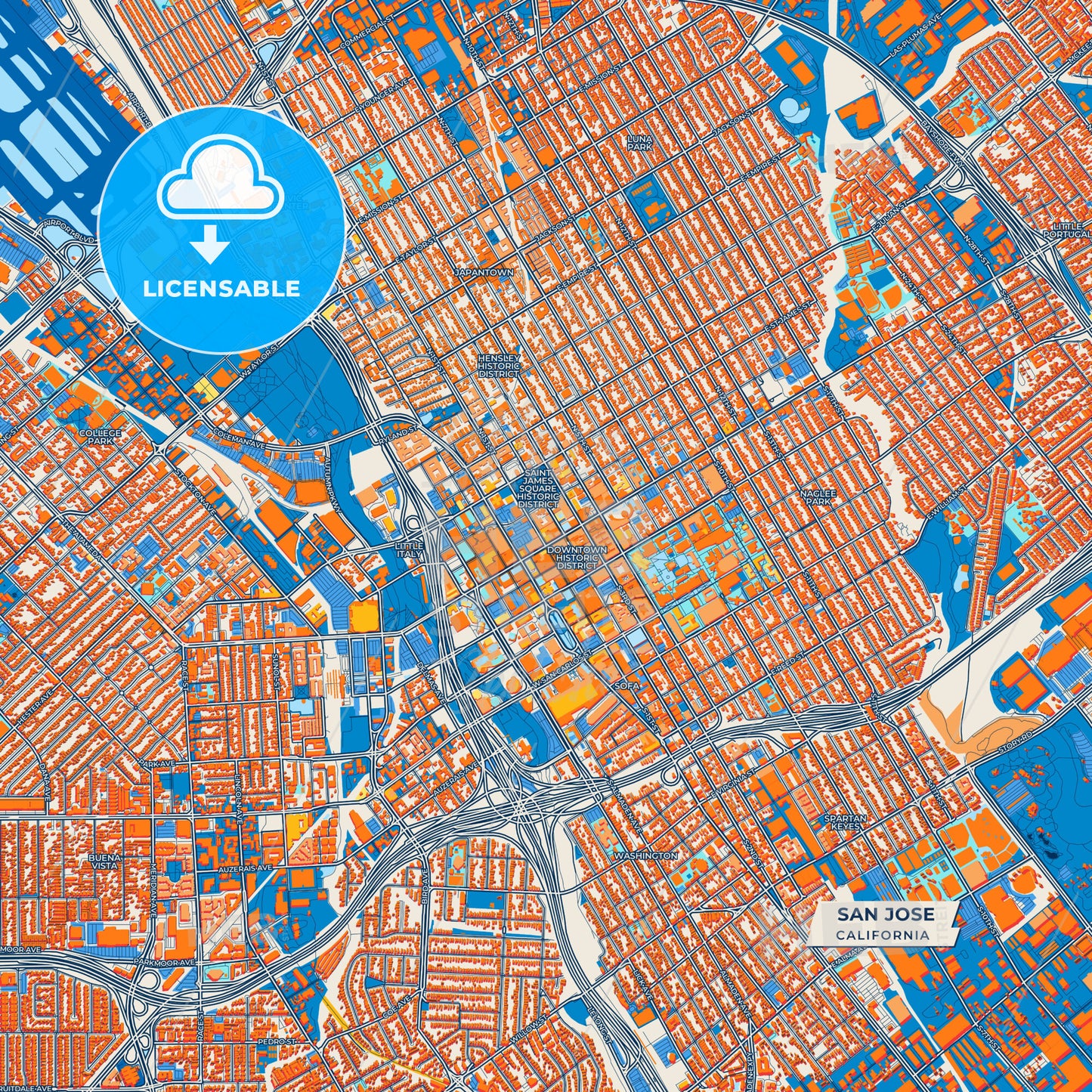 Canvas Print Template of San Jose Street Map