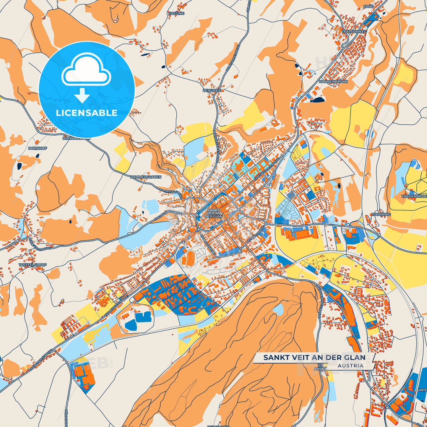 Canvas Print Template of Sankt Veit an der Glan Street Map