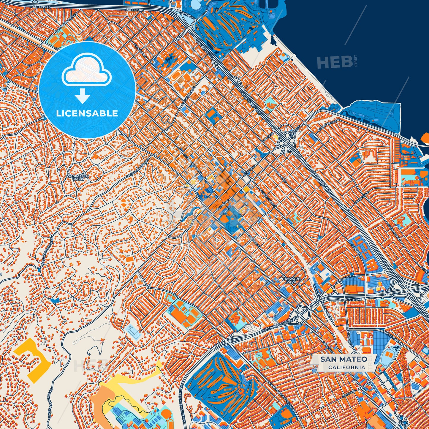 Canvas Print Template of San Mateo Street Map