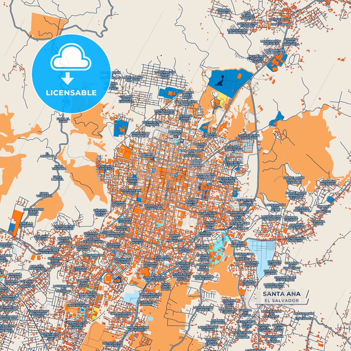 Canvas Print Template of Santa Ana Street Map