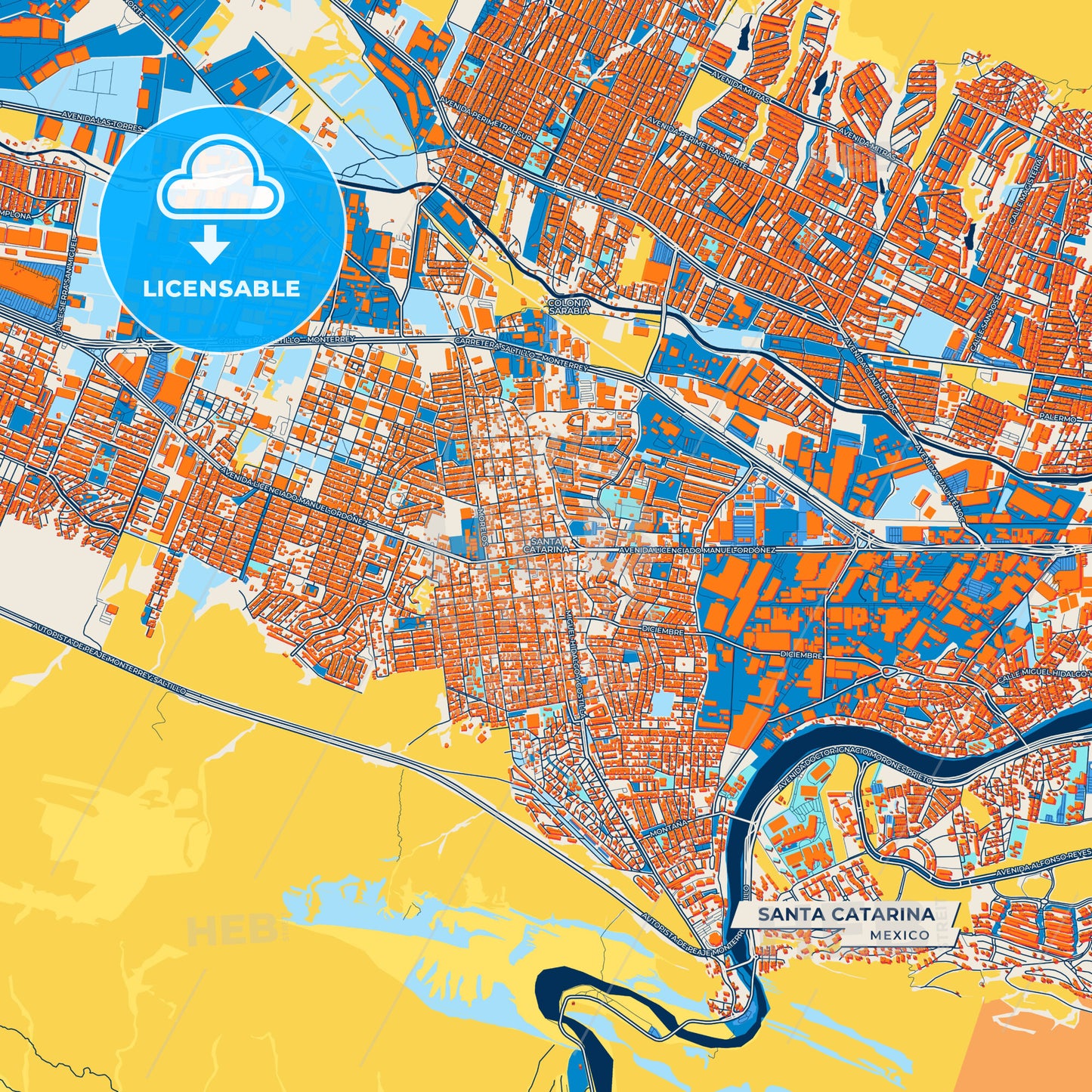 Canvas Print Template of Santa Catarina Street Map
