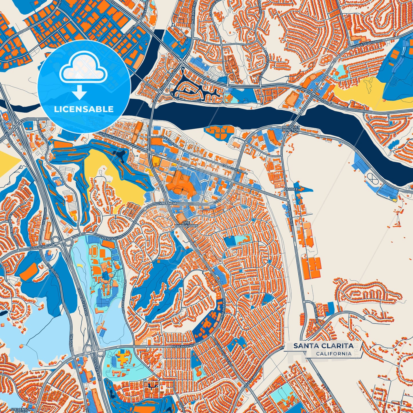 Canvas Print Template of Santa Clarita Street Map