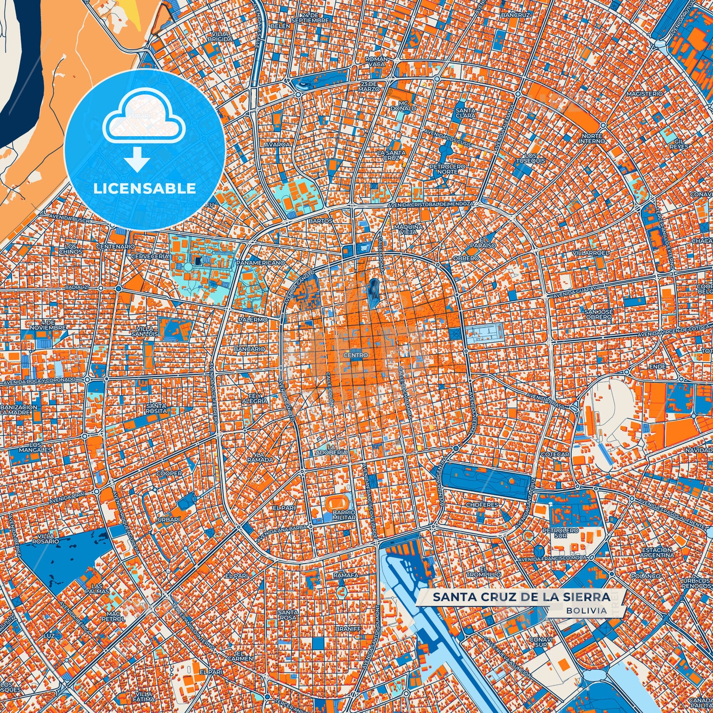 Canvas Print Template of Santa Cruz de la Sierra Street Map