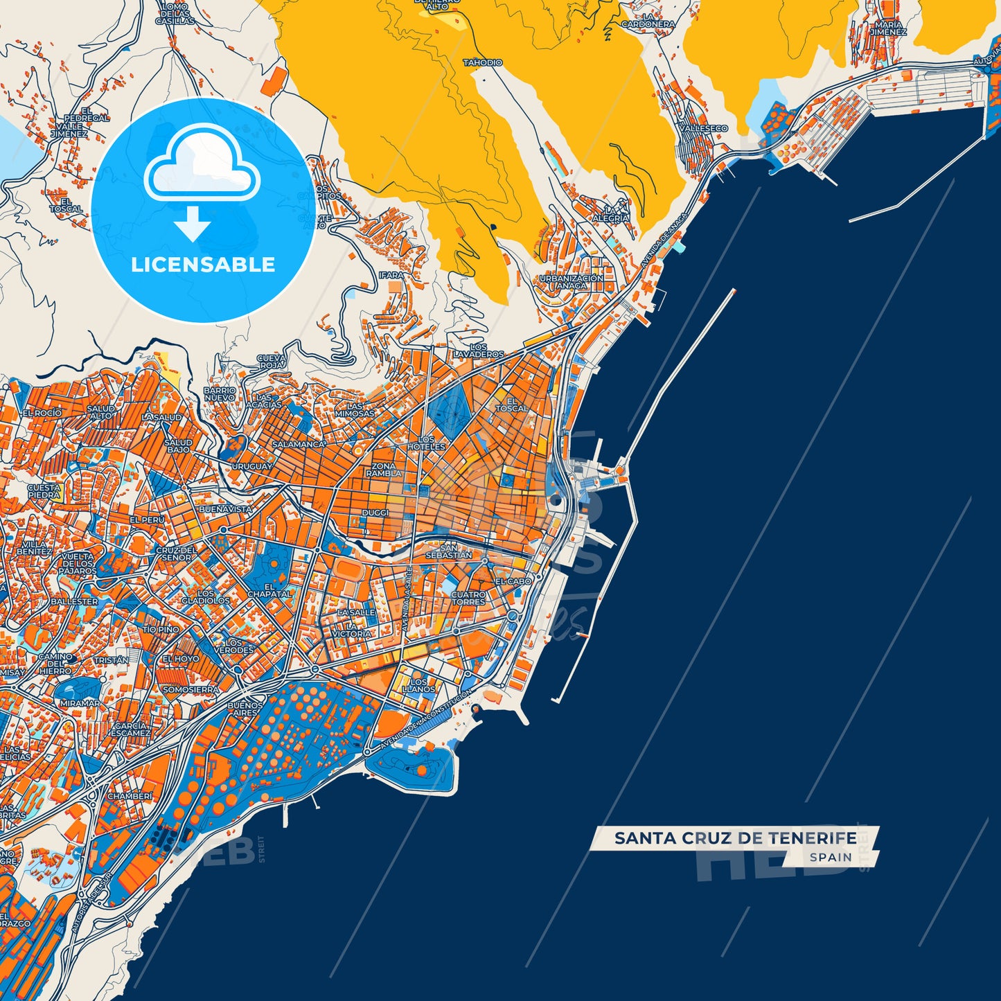 Canvas Print Template of Santa Cruz de Tenerife Street Map