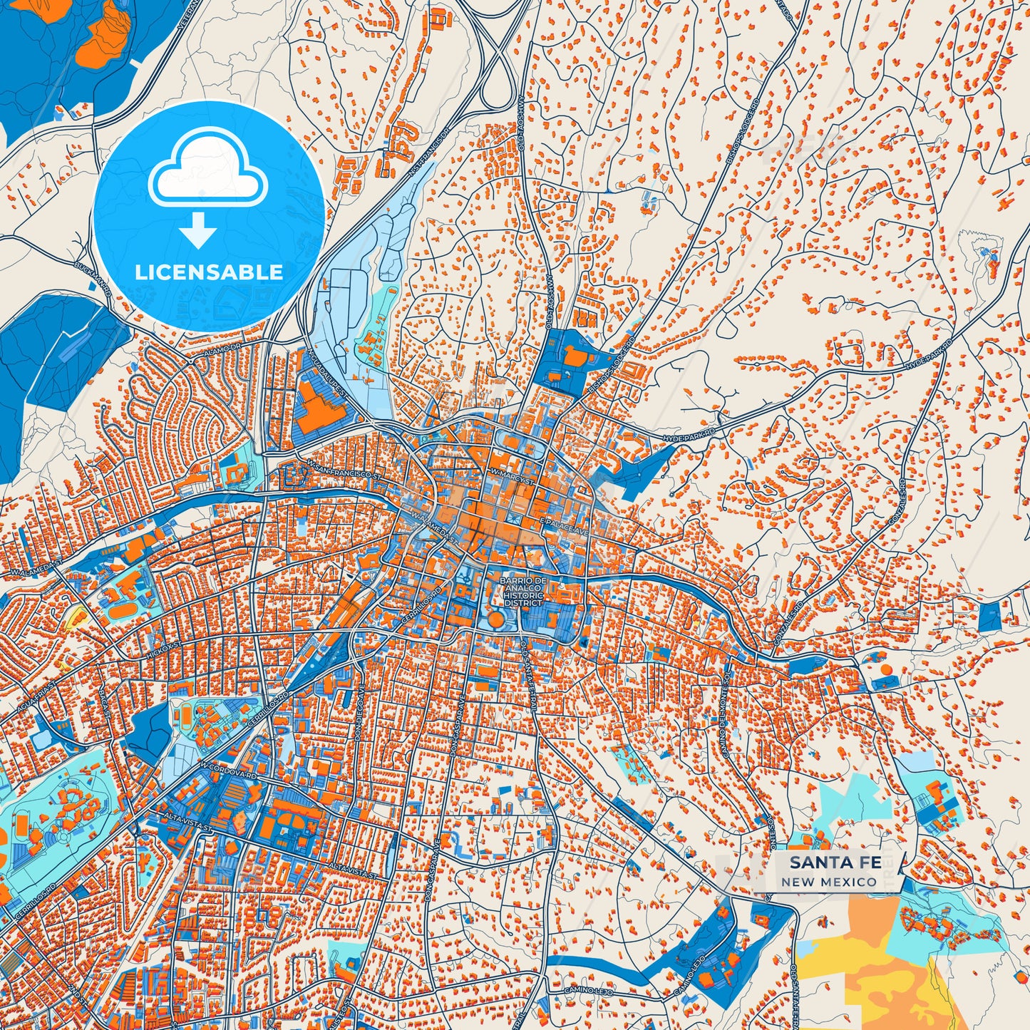 Canvas Print Template of Santa Fe Street Map