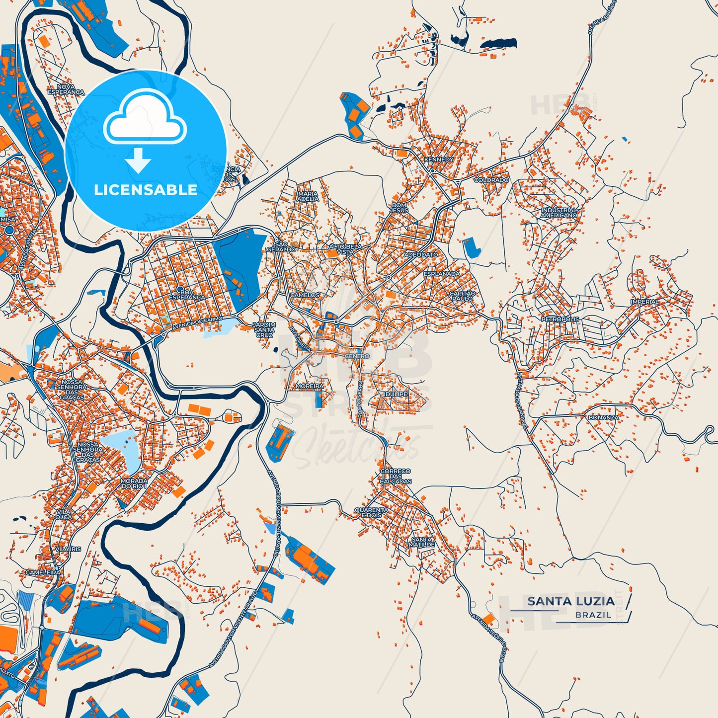 Canvas Print Template of Santa Luzia Street Map