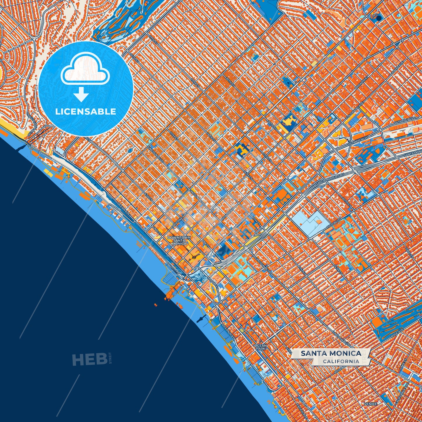 Canvas Print Template of Santa Monica Street Map
