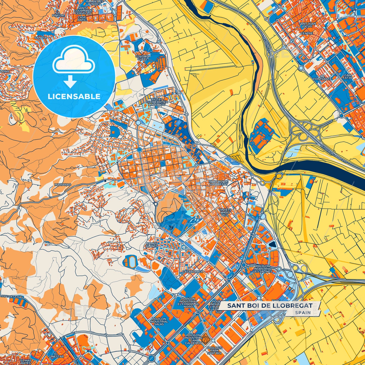 Canvas Print Template of Sant Boi de Llobregat Street Map