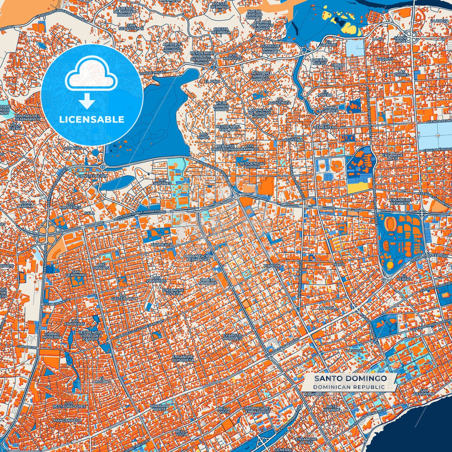 Canvas Print Template of Santo Domingo Street Map