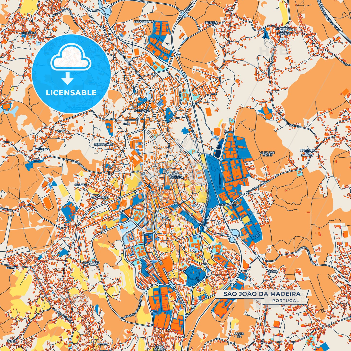 Canvas Print Template of São João da Madeira Street Map