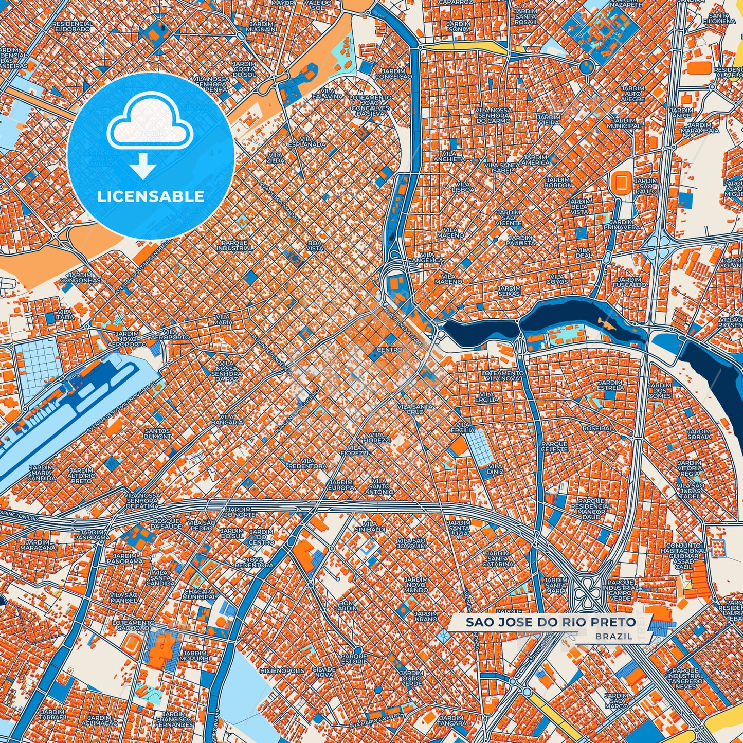 Canvas Print Template of Sao Jose do Rio Preto Street Map