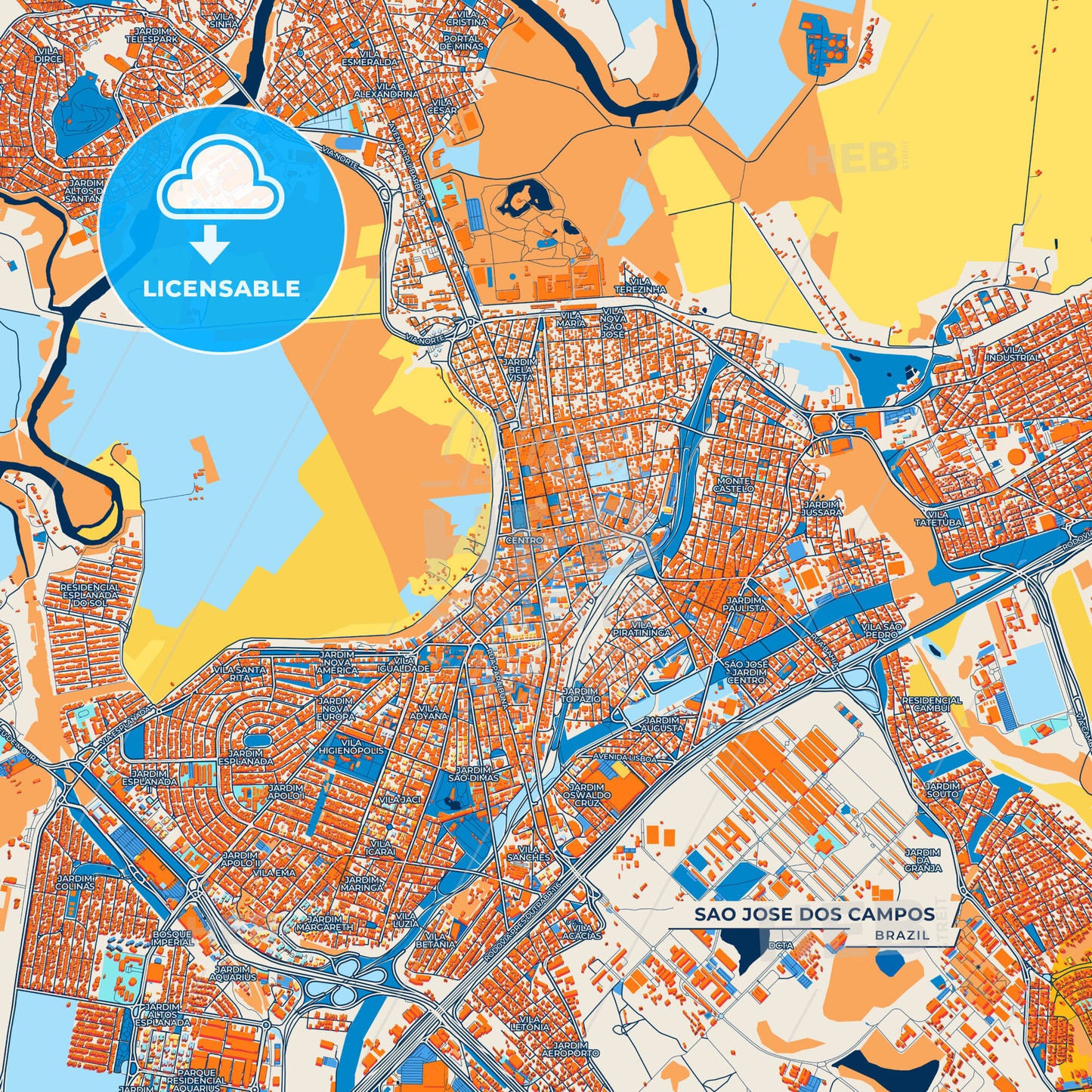 Canvas Print Template of Sao Jose dos Campos Street Map