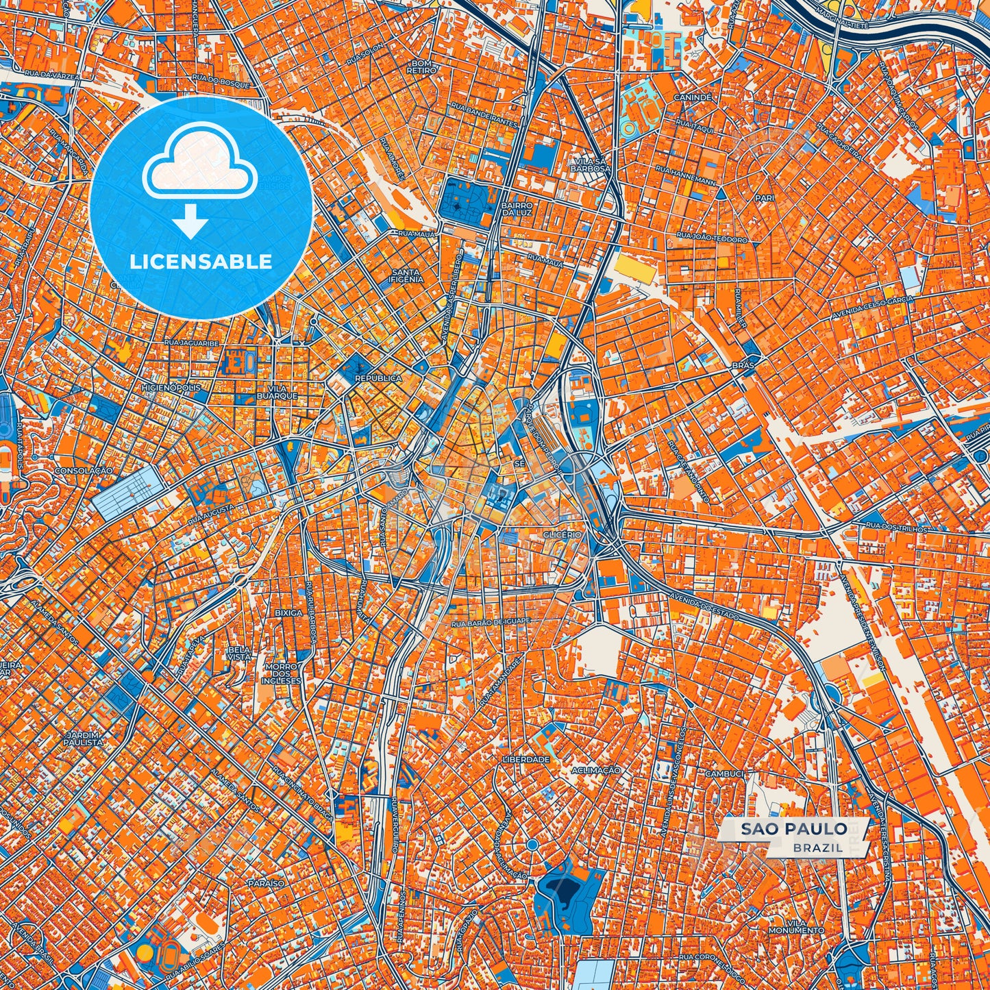 Canvas Print Template of Sao Paulo Street Map