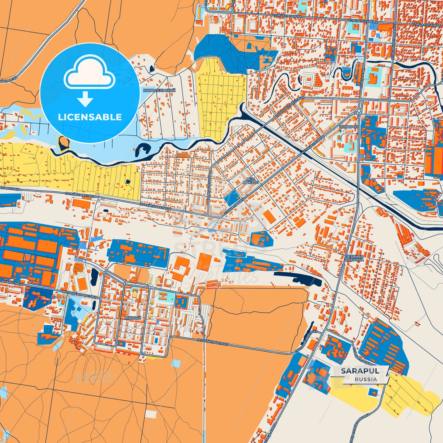Canvas Print Template of Sarapul Street Map