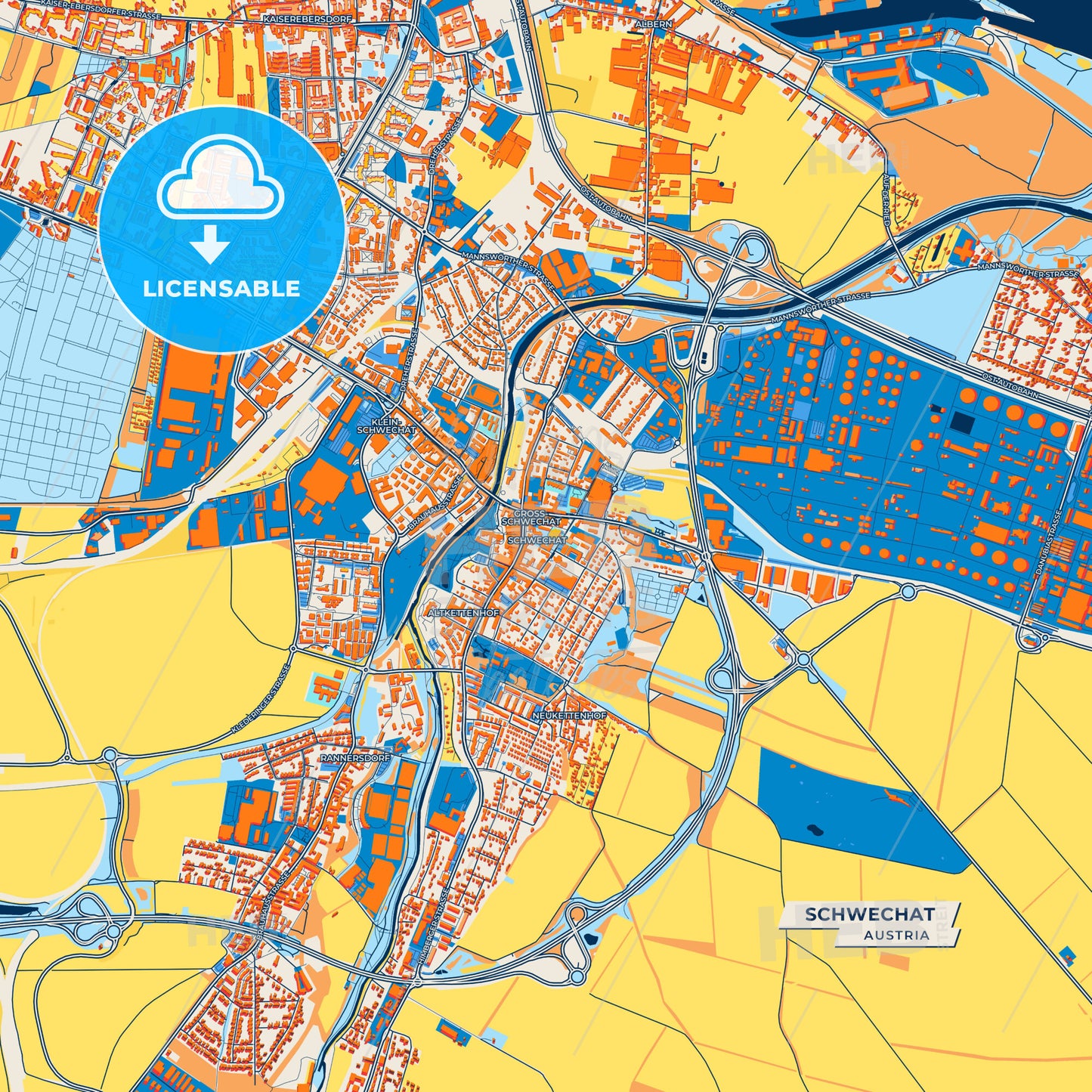 Canvas Print Template of Schwechat Street Map