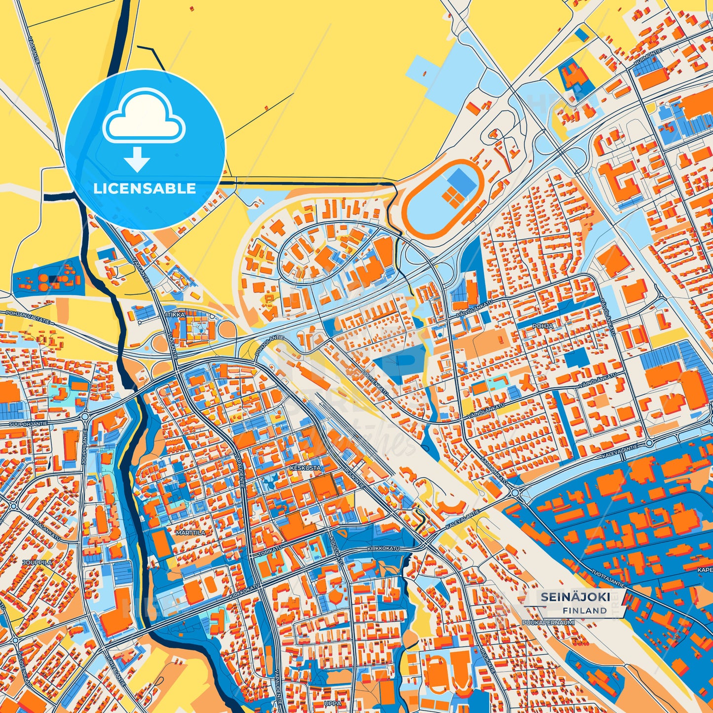 Canvas Print Template of Seinäjoki Street Map