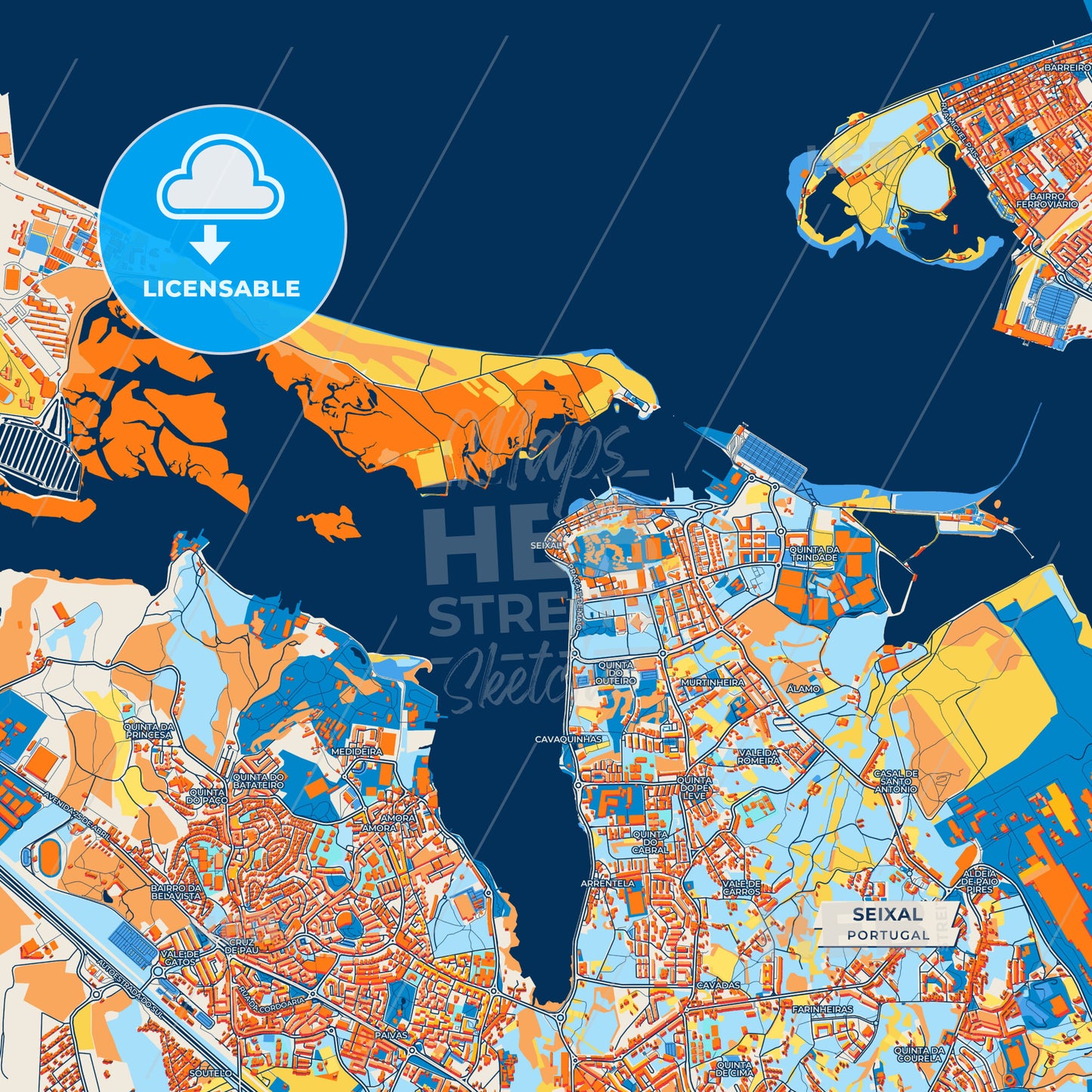 Canvas Print Template of Seixal Street Map