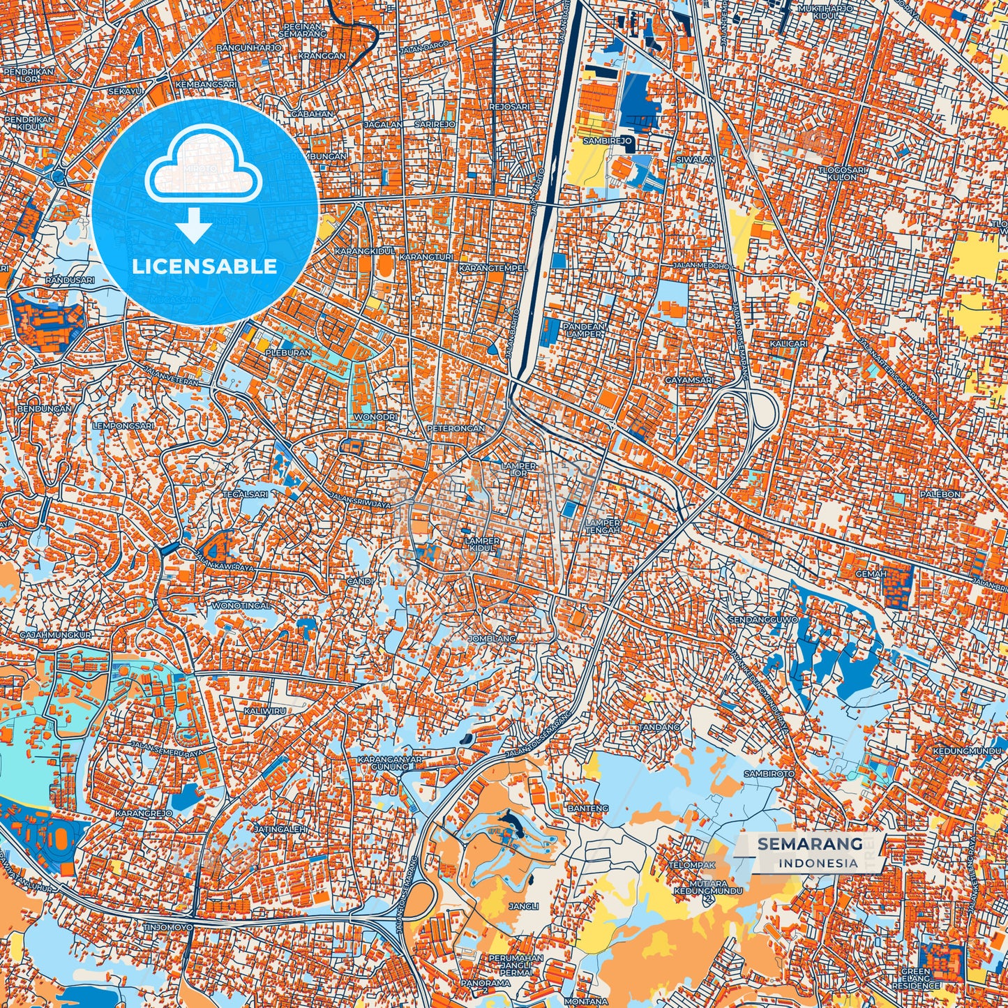 Canvas Print Template of Semarang Street Map