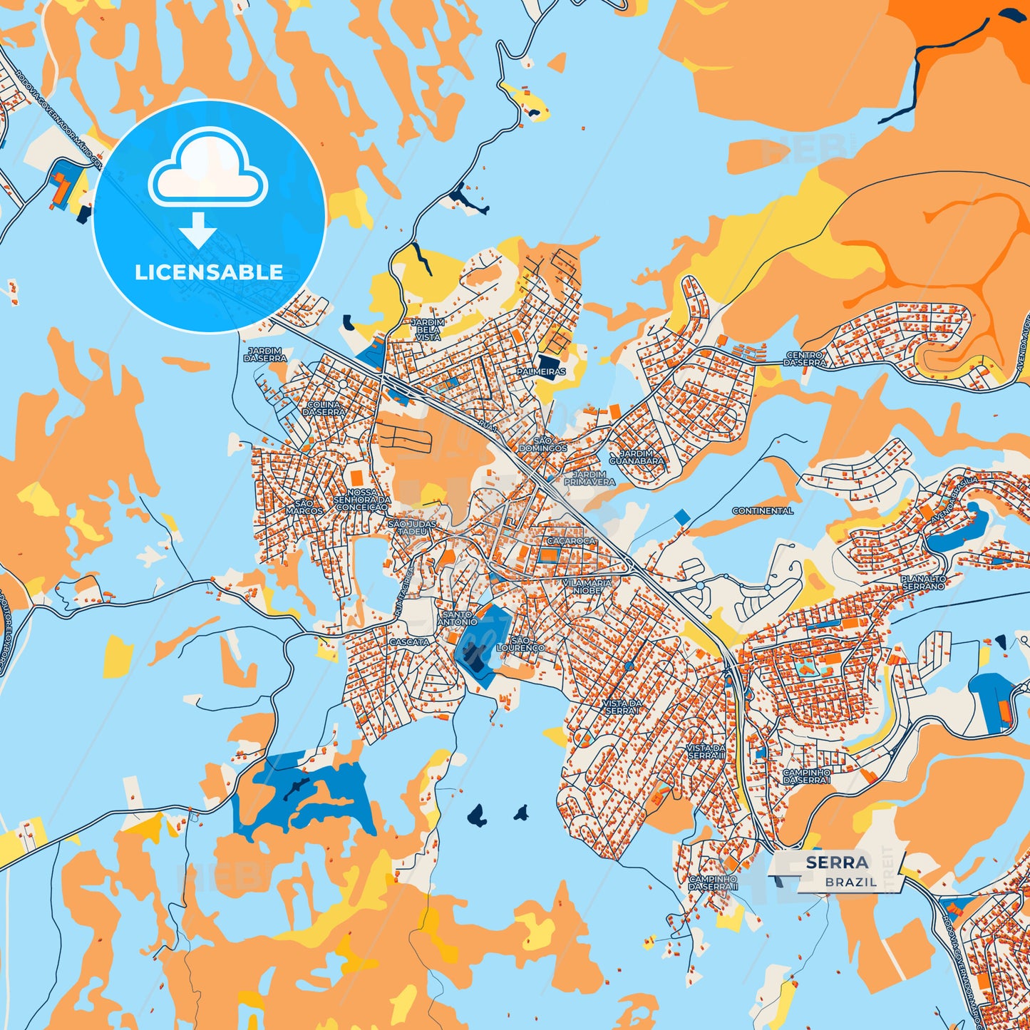 Canvas Print Template of Serra Street Map