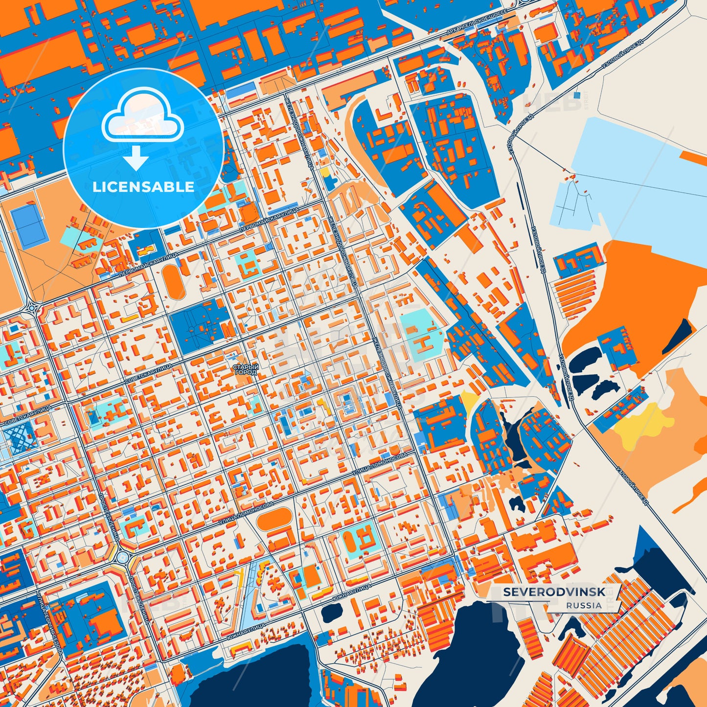 Canvas Print Template of Severodvinsk Street Map