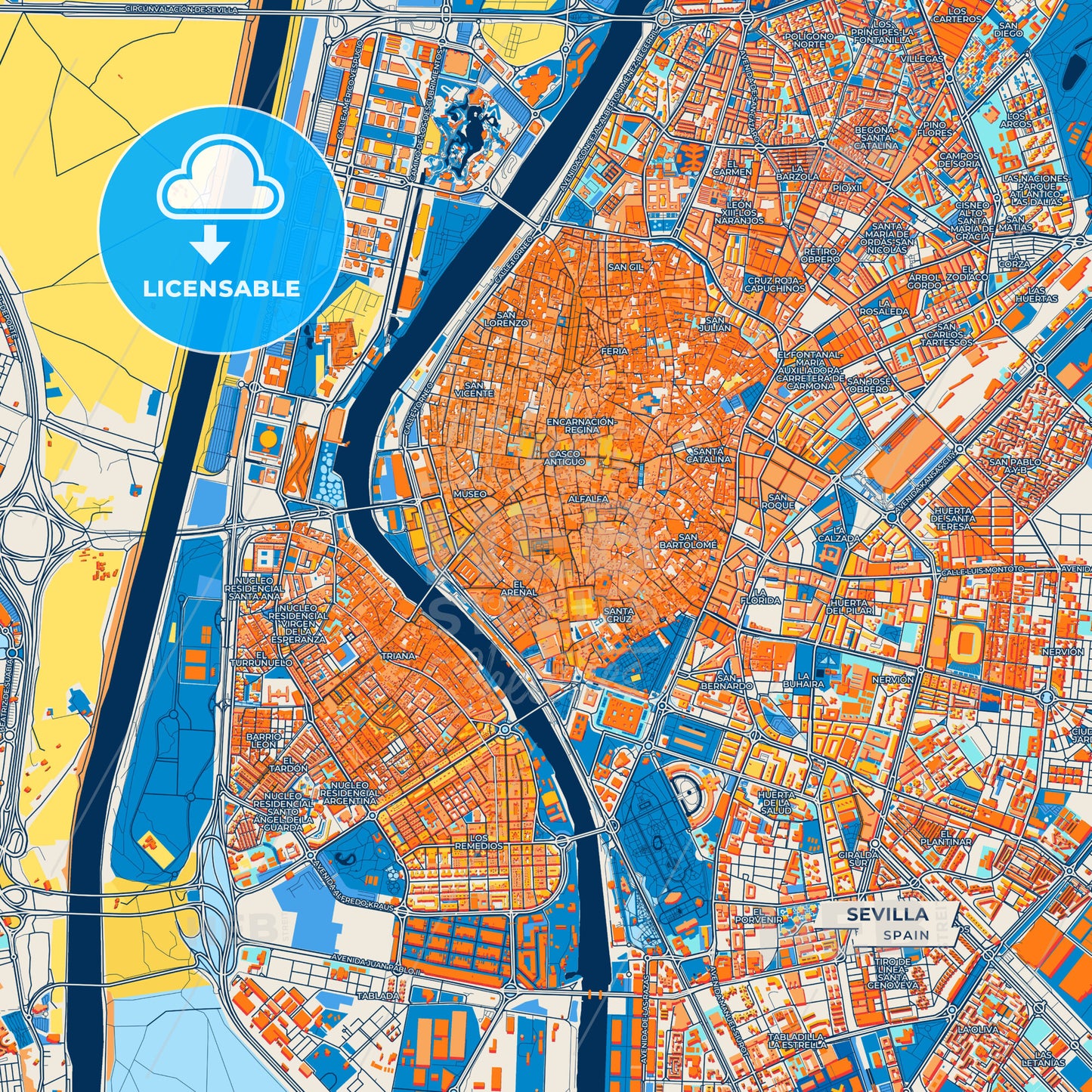 Canvas Print Template of Sevilla Street Map