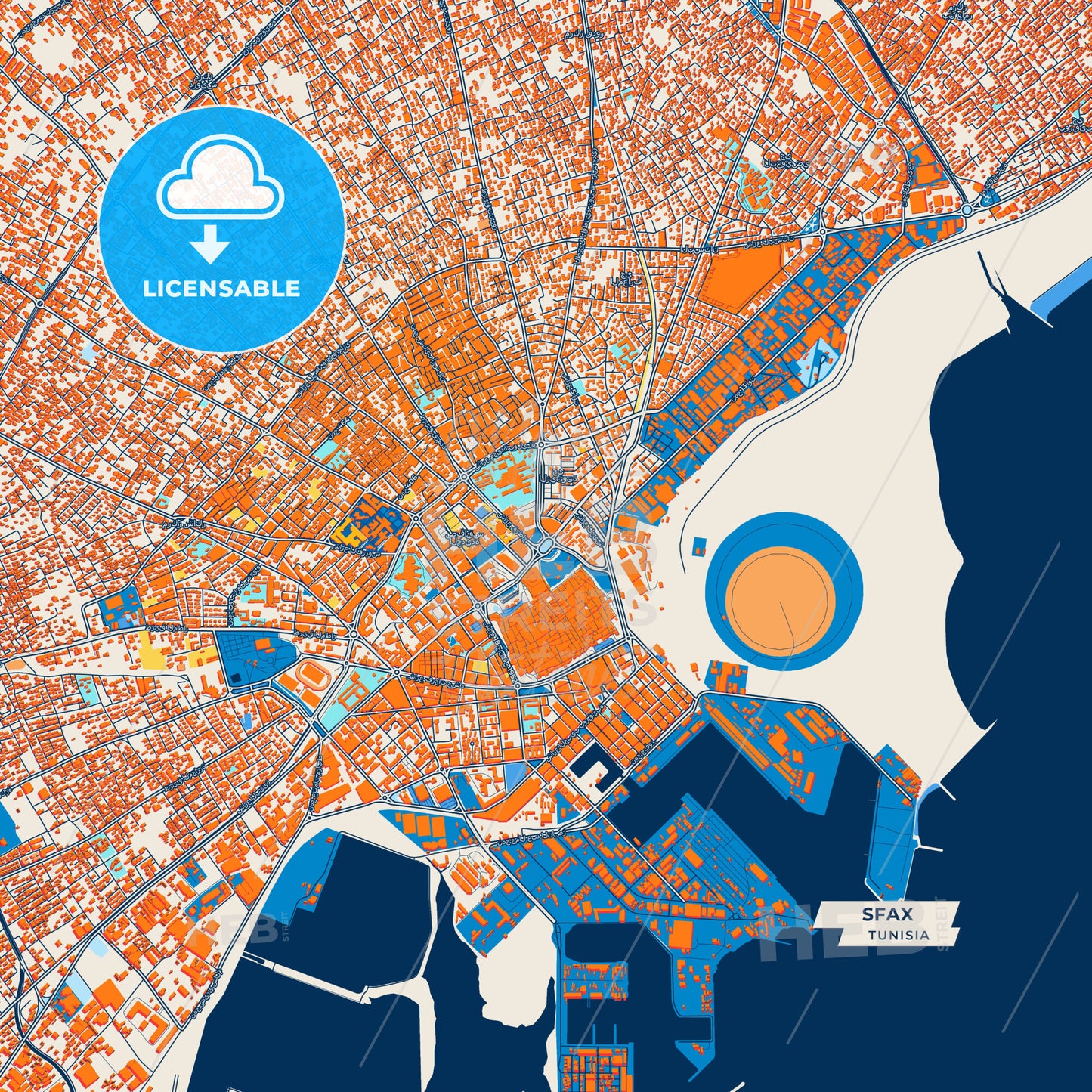 Canvas Print Template of Sfax Street Map