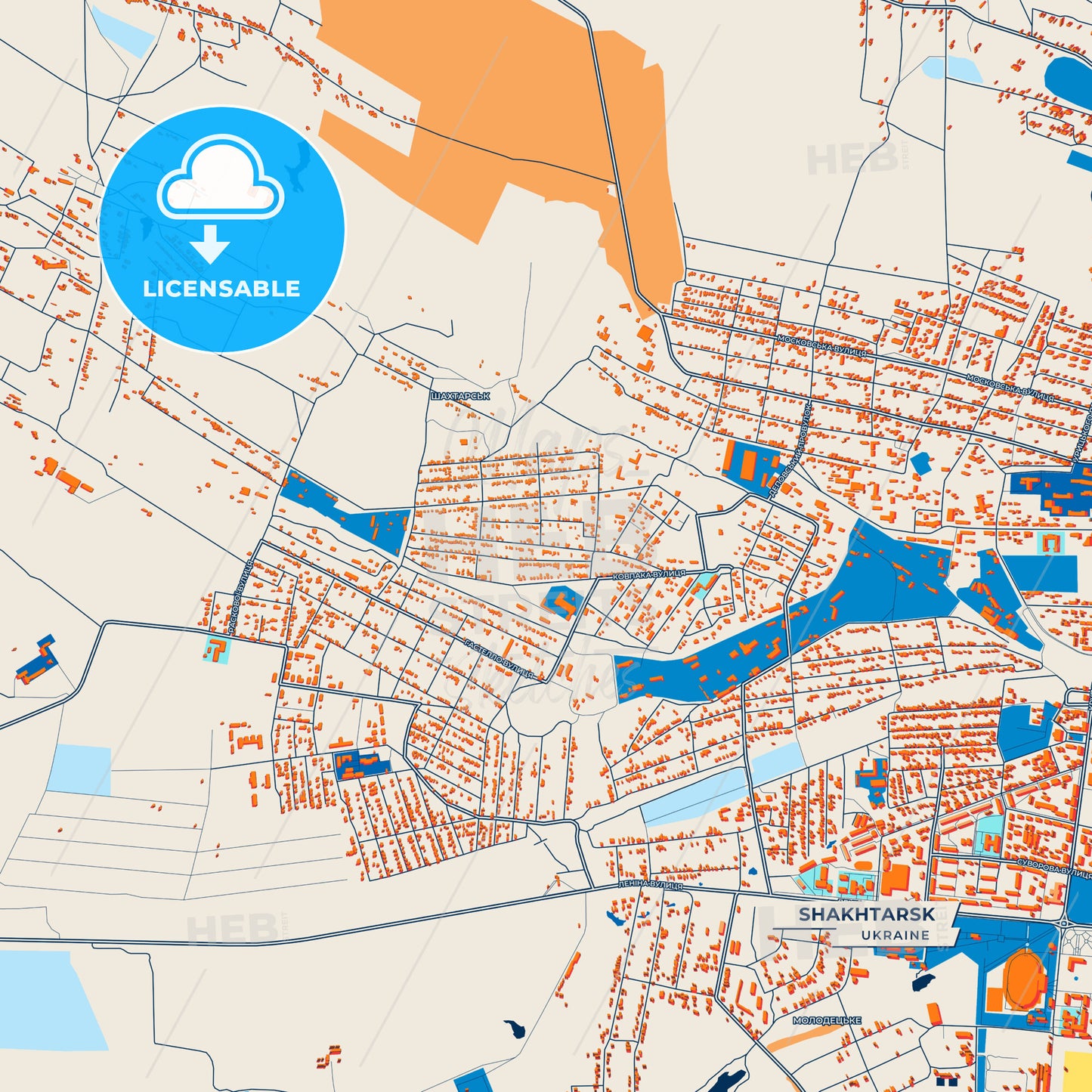 Canvas Print Template of Shakhtarsk Street Map