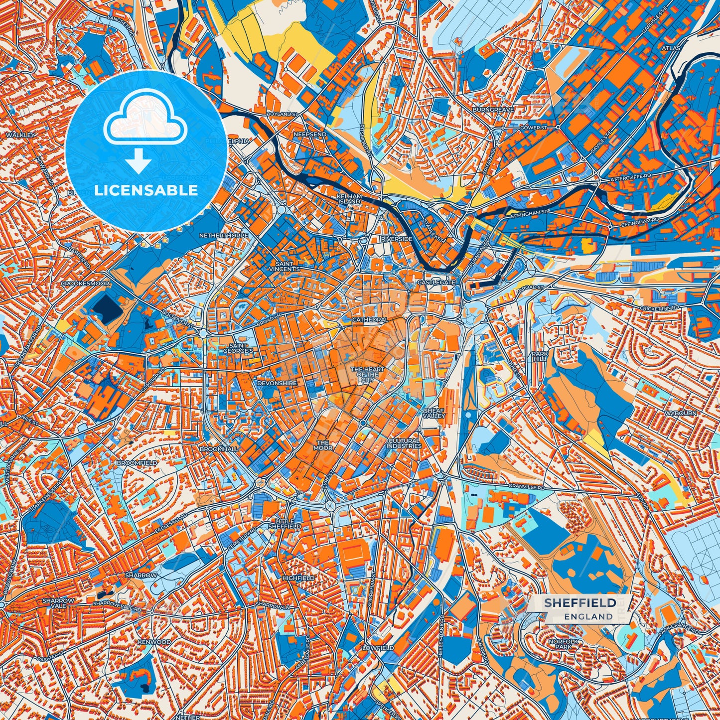 Canvas Print Template of Sheffield Street Map