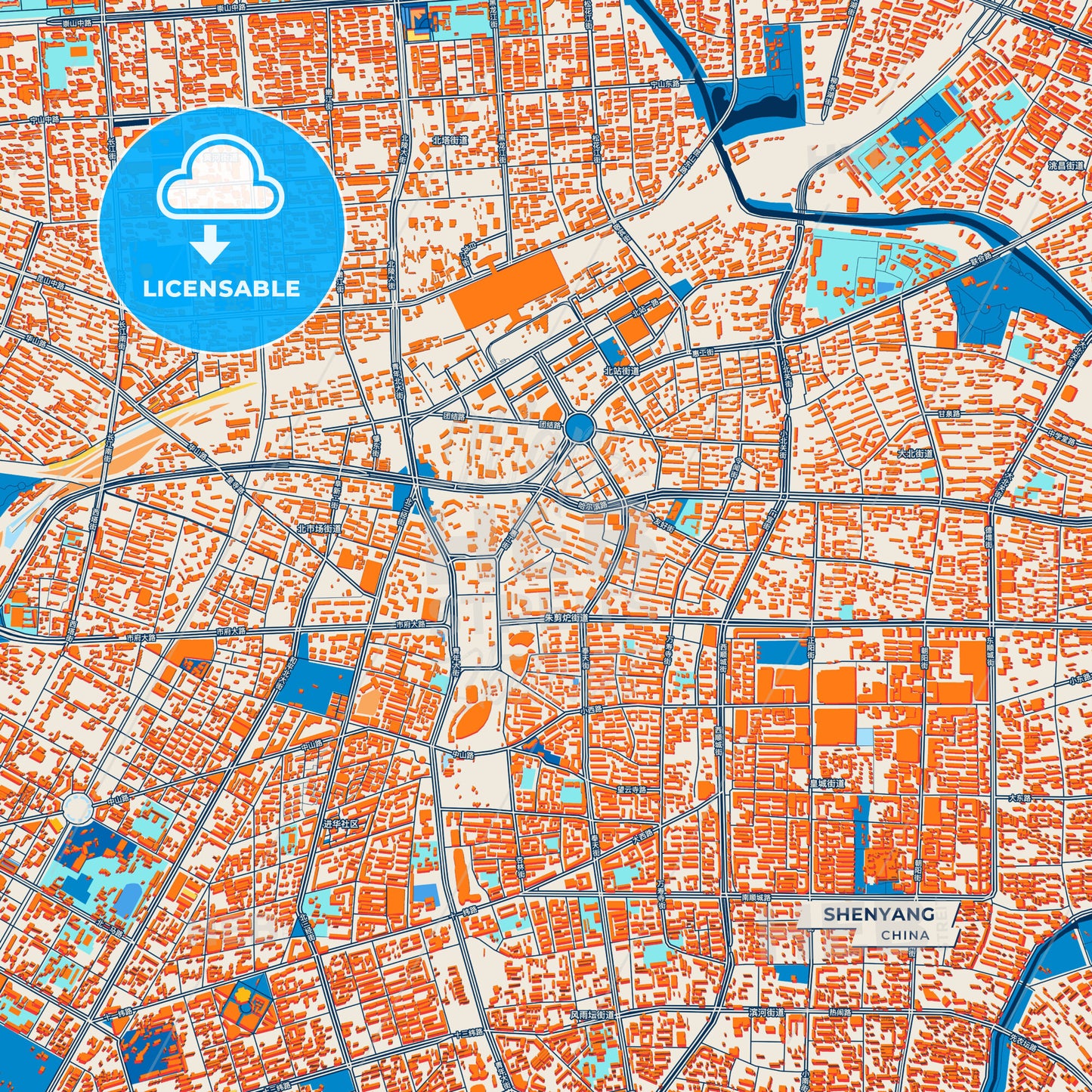 Canvas Print Template of Shenyang Street Map